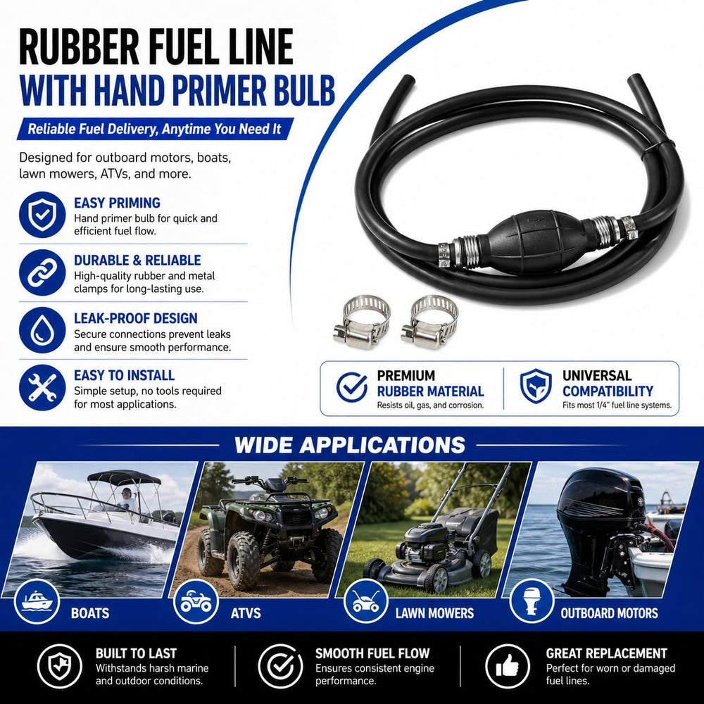 Qonsy multi-use fuel transfer line for boats, RVs, and tractors