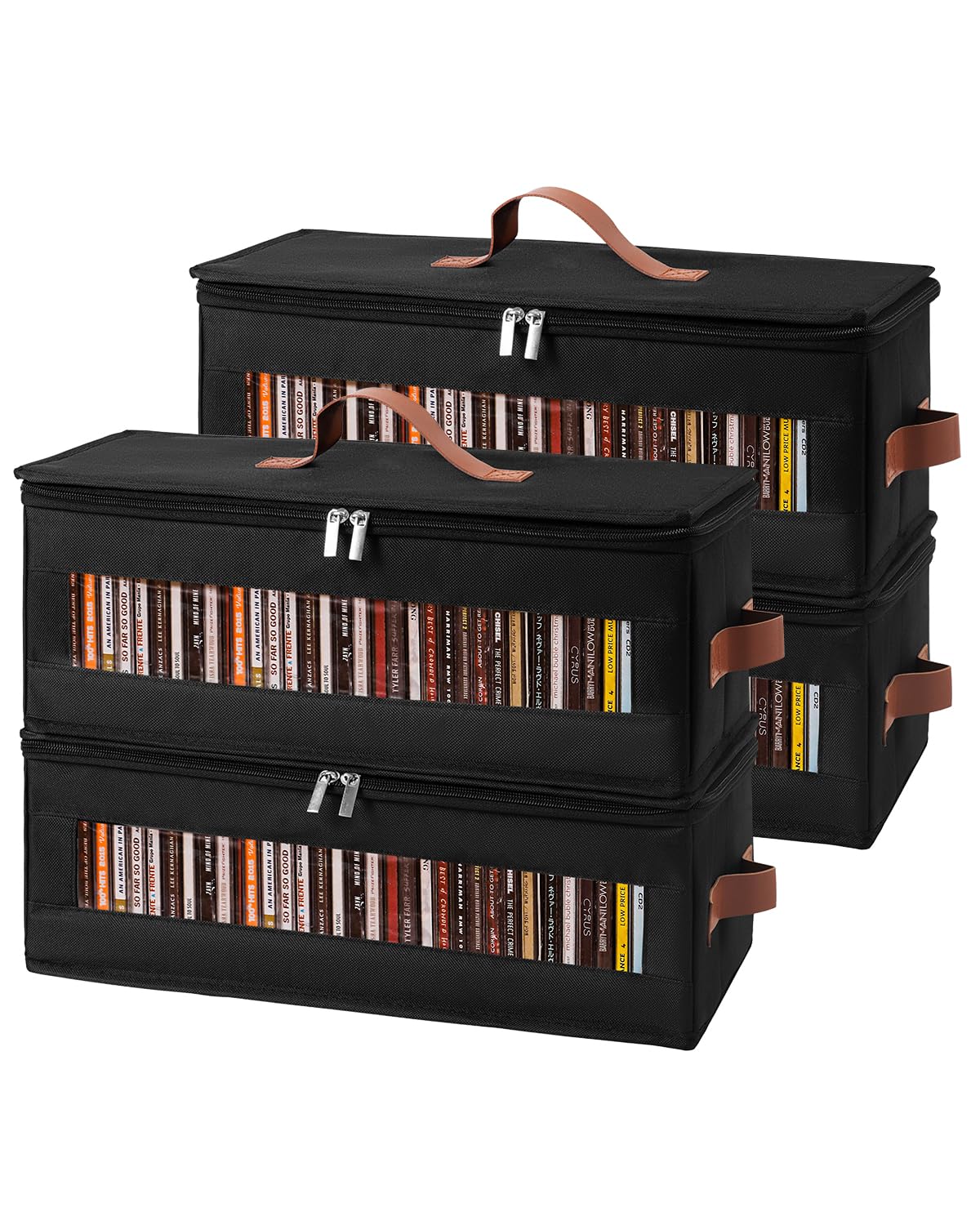 Qozary CD storage box with clear front window for quick collection visibility.