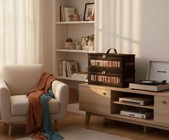 Qozary CD storage box with protective zipper lid shields dust and splashes.