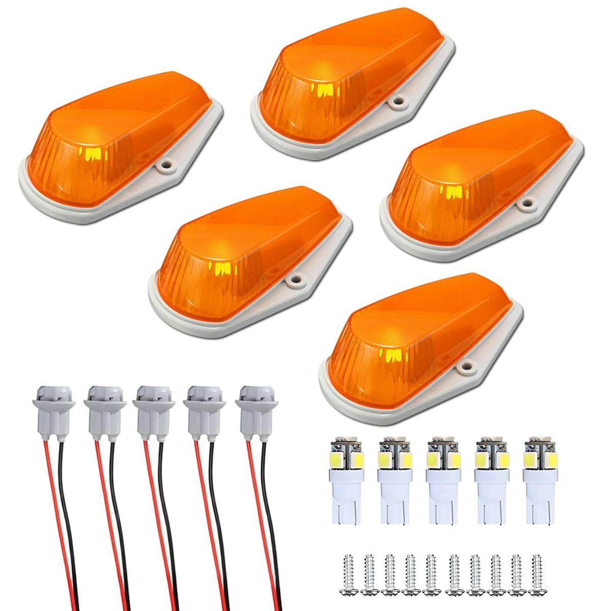 QPCRAP LED cab roof marker light front upper view with bright amber illumination