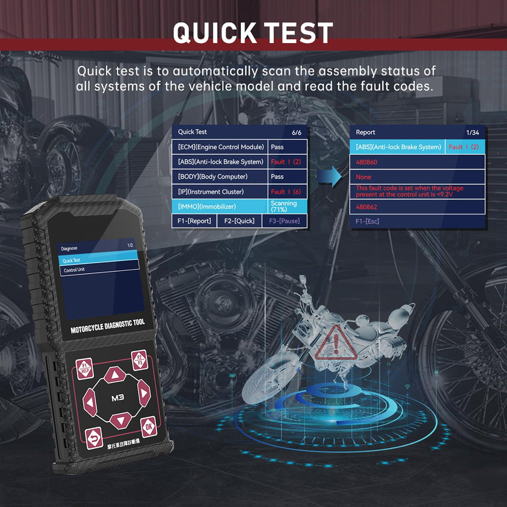 QPKING M3-A freeze frame and actuator tests identify intermittent issues.