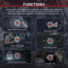 QPKING M3-A QuickTest auto-scan for engine, ABS, and body system status.