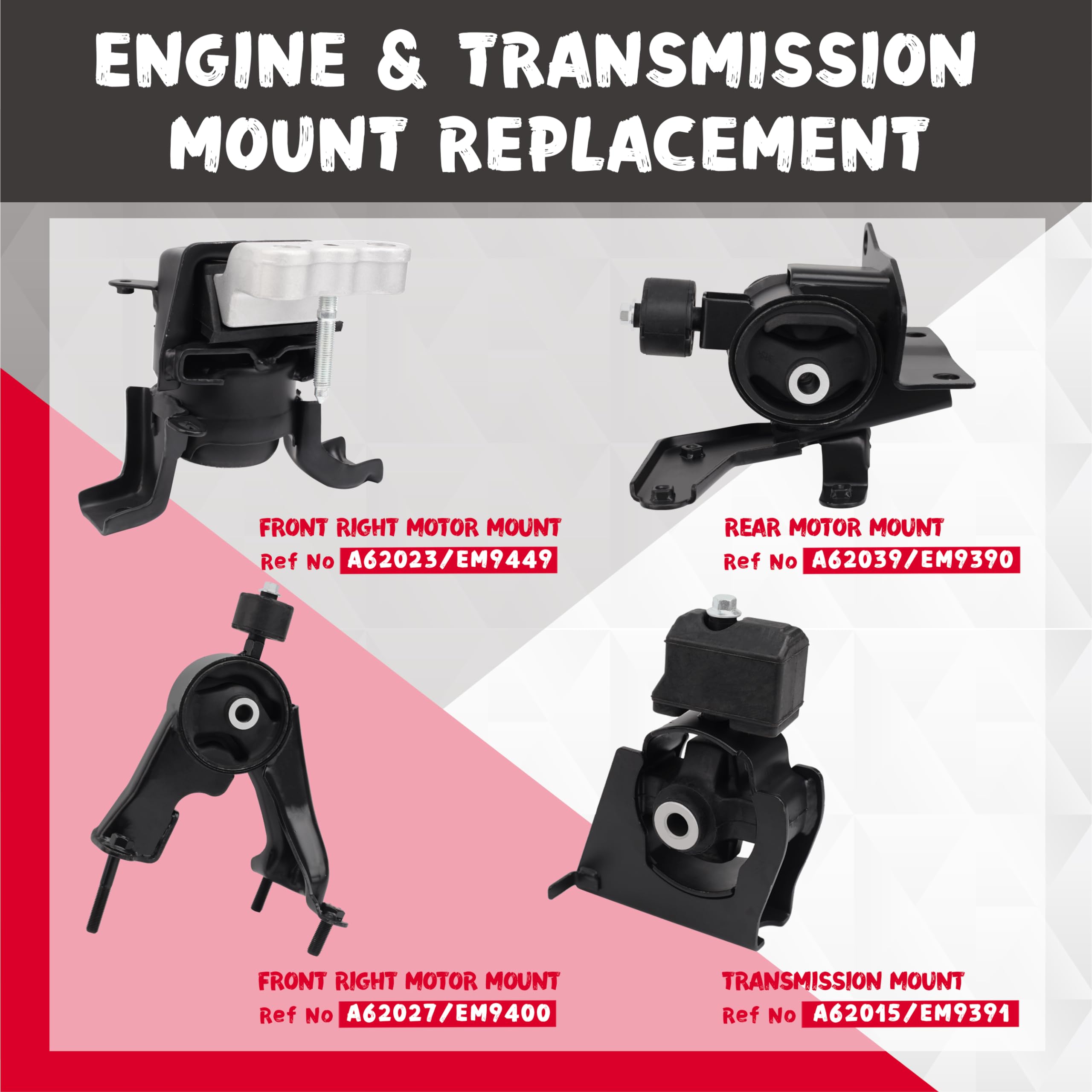 QRYIPPDM engine mount kit front-right supports proper engine alignment for smooth shifting