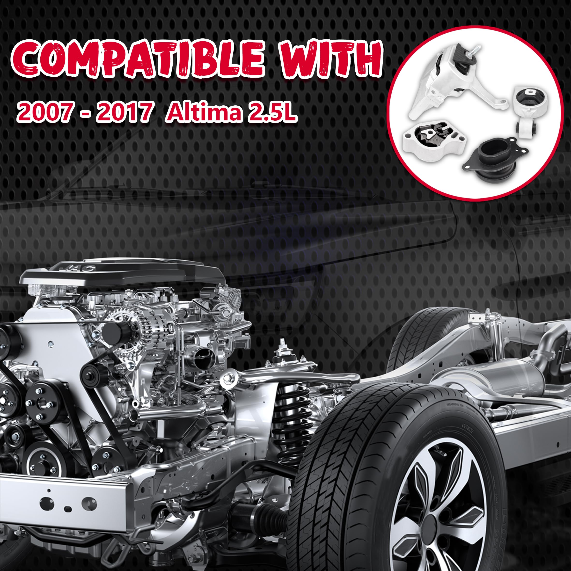 QRYIPPDM rear engine mount close-up improves stability on rough roads