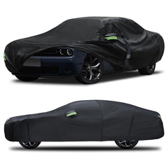 Qualencey Dodge Challenger cover front view showing precise fit and weather protection