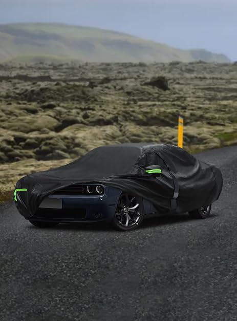 Qualencey Dodge Challenger cover windproof feature with elastic and straps
