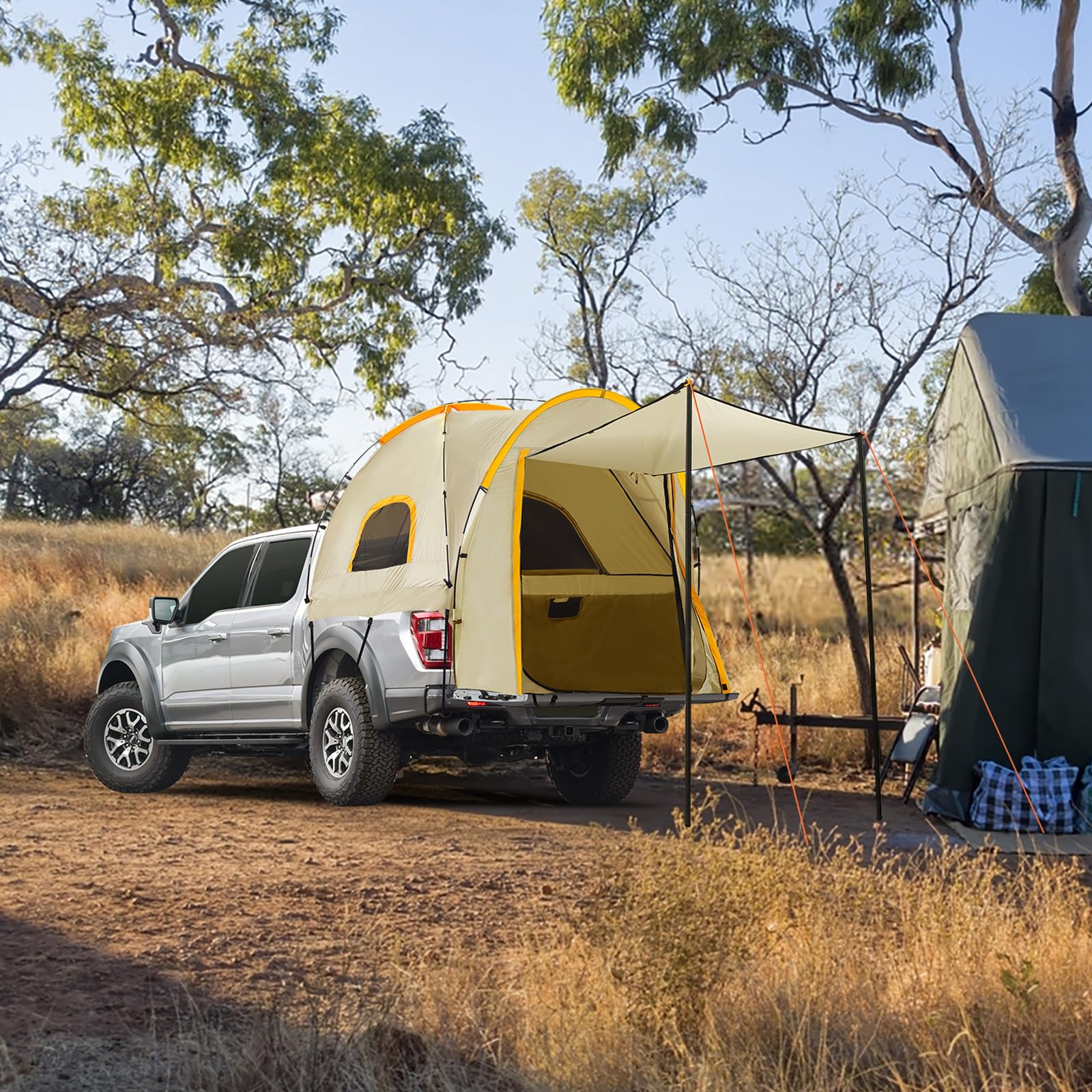 Qualencey pickup tent shaded retreat for outdoor meals and lounging