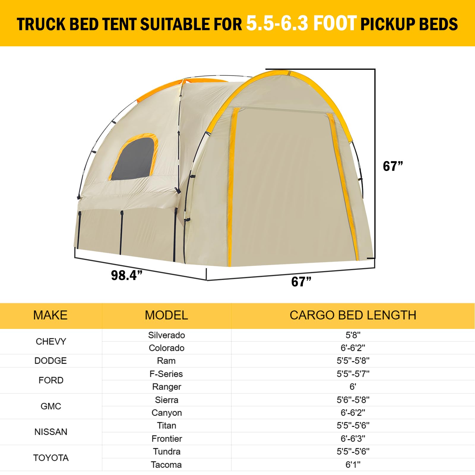 Qualencey pickup tent PU5000mm coating protects gear in rain