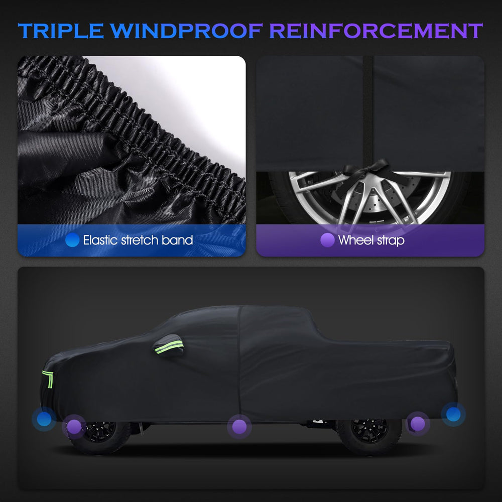 Qualencey Ram 1500 truck cover waterproof material keeps the truck dry during rain and snow