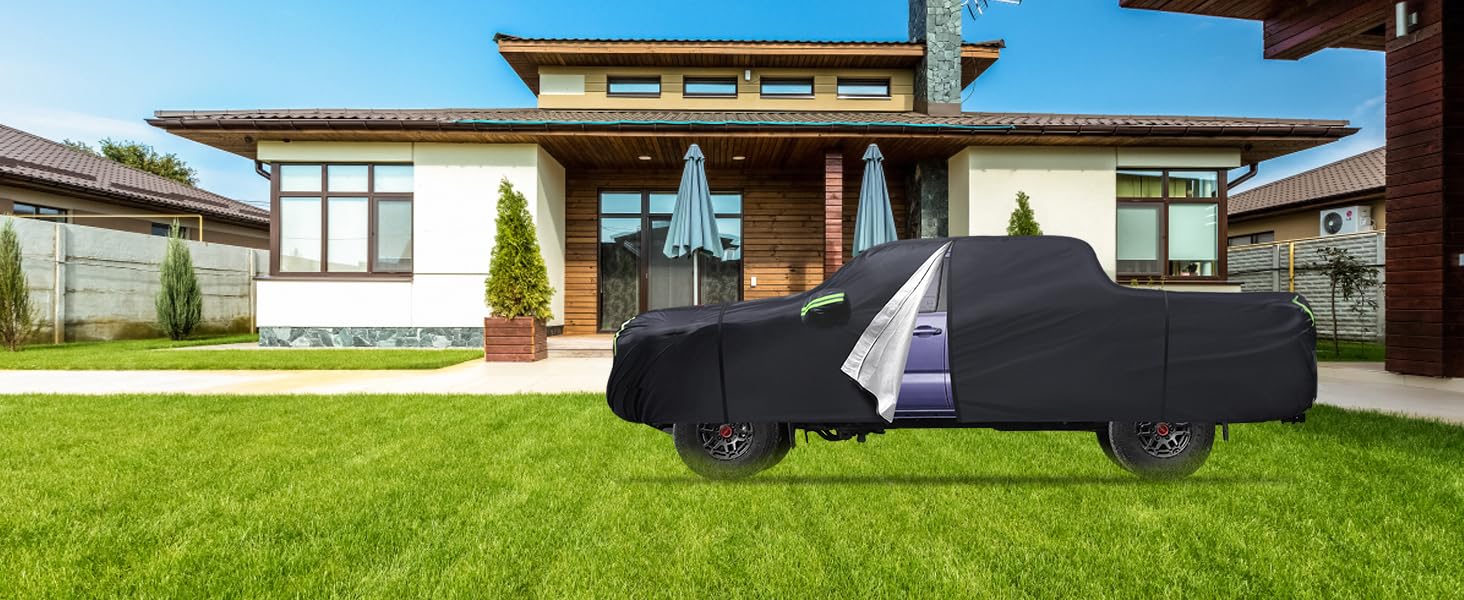 Qualencey Tacoma cover outdoors protects from sun, rain, debris