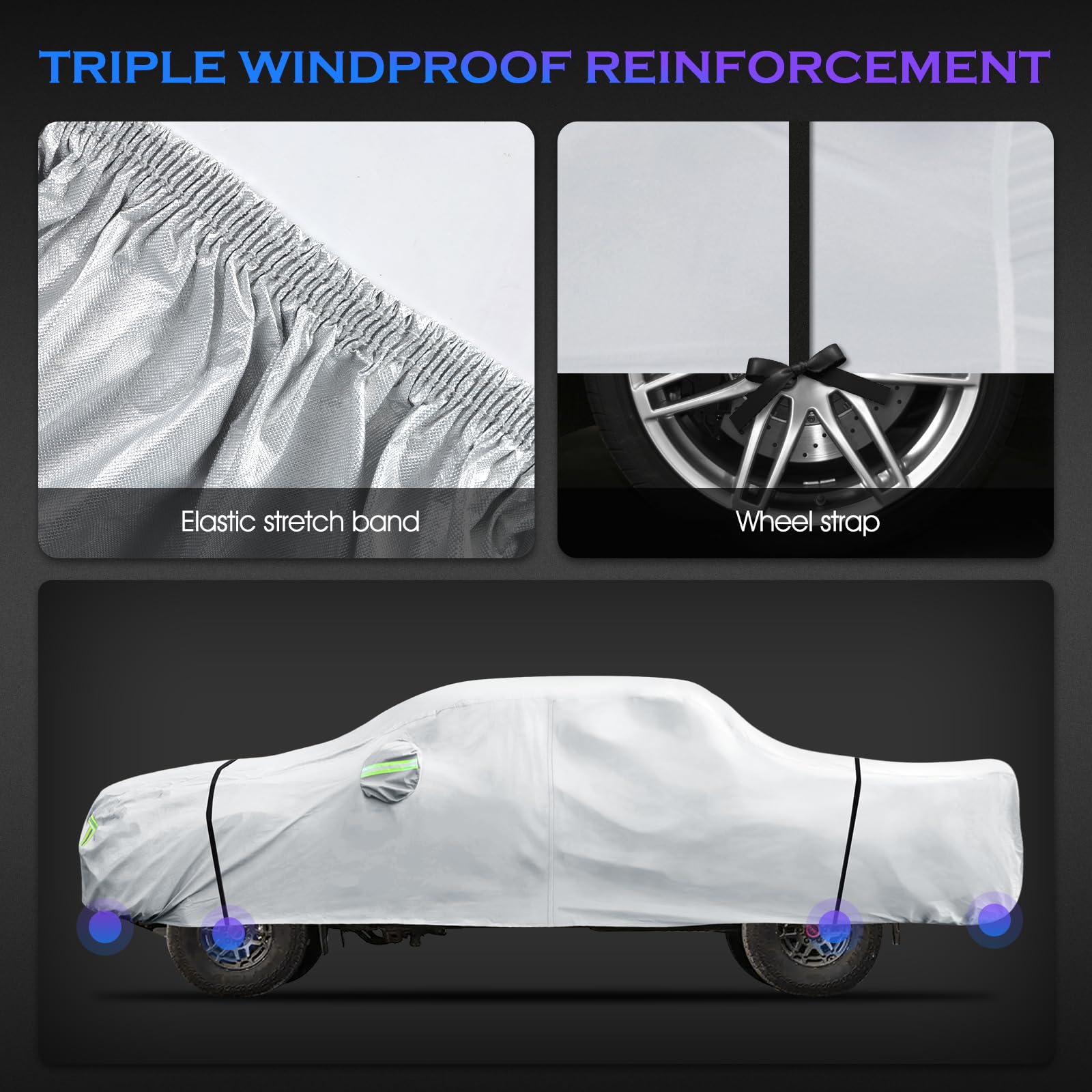 Qualencey Tacoma cover windproof straps secure against strong winds
