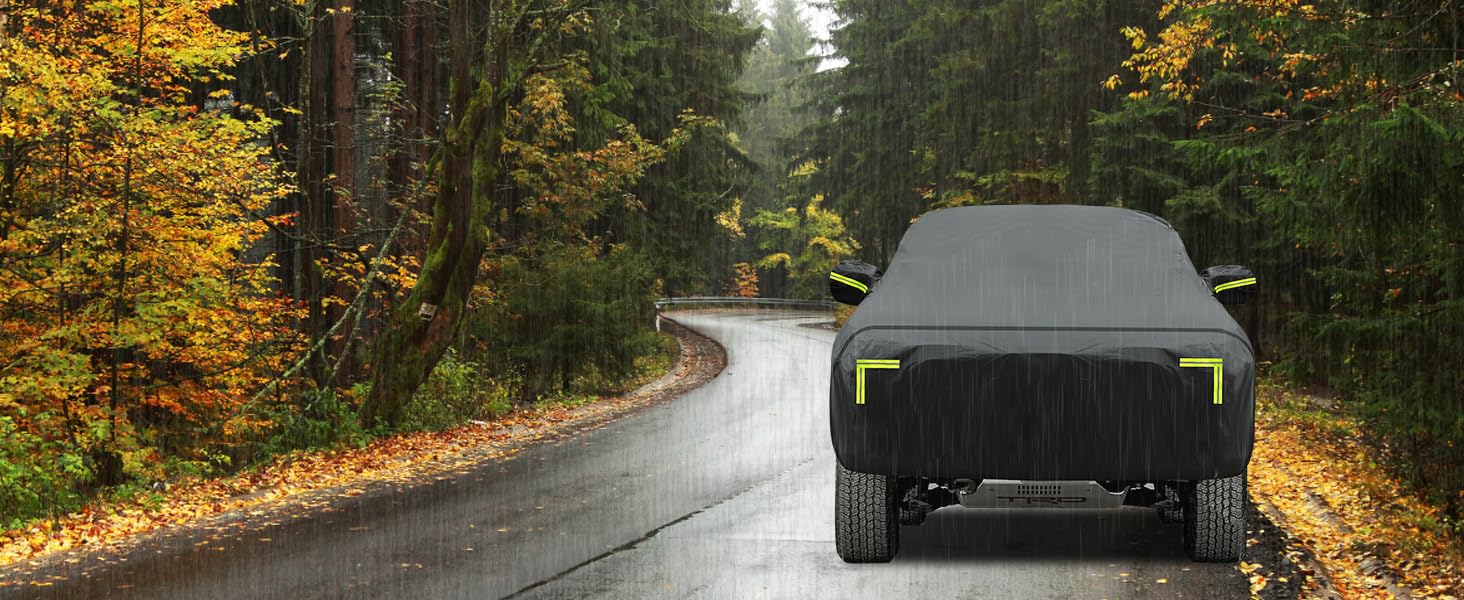 Qualencey truck cover windproof reinforcement shows secure fit.
