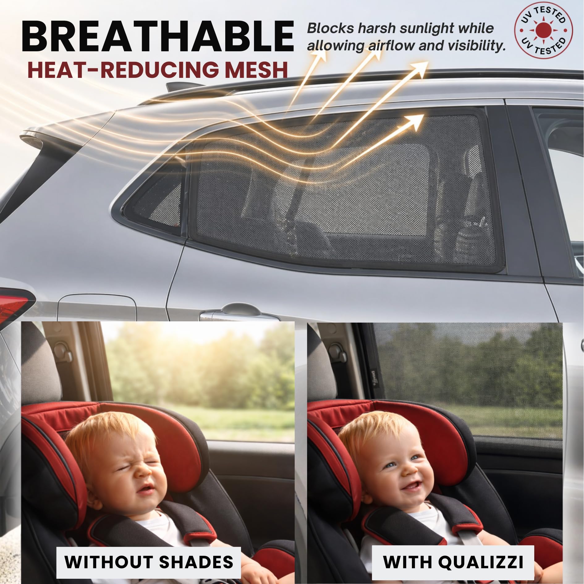 Qualizzi L/Car Shades close-up of breathable mesh material