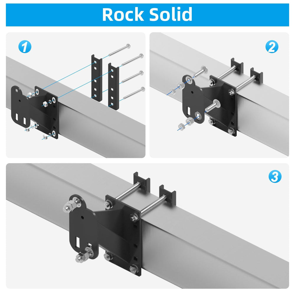 Zinc-plated hardware included with Qualward mount for quick setup.