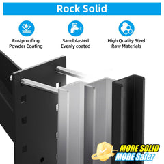 Powder-coated black finish on Qualward mount resists rust in outdoor conditions.