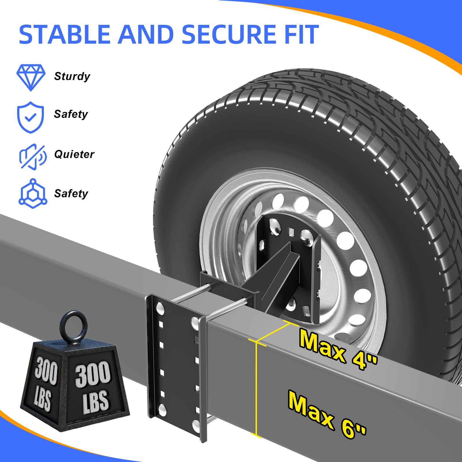 Qualward mount supports up to 300 lbs, ideal for caravan and trailer tires