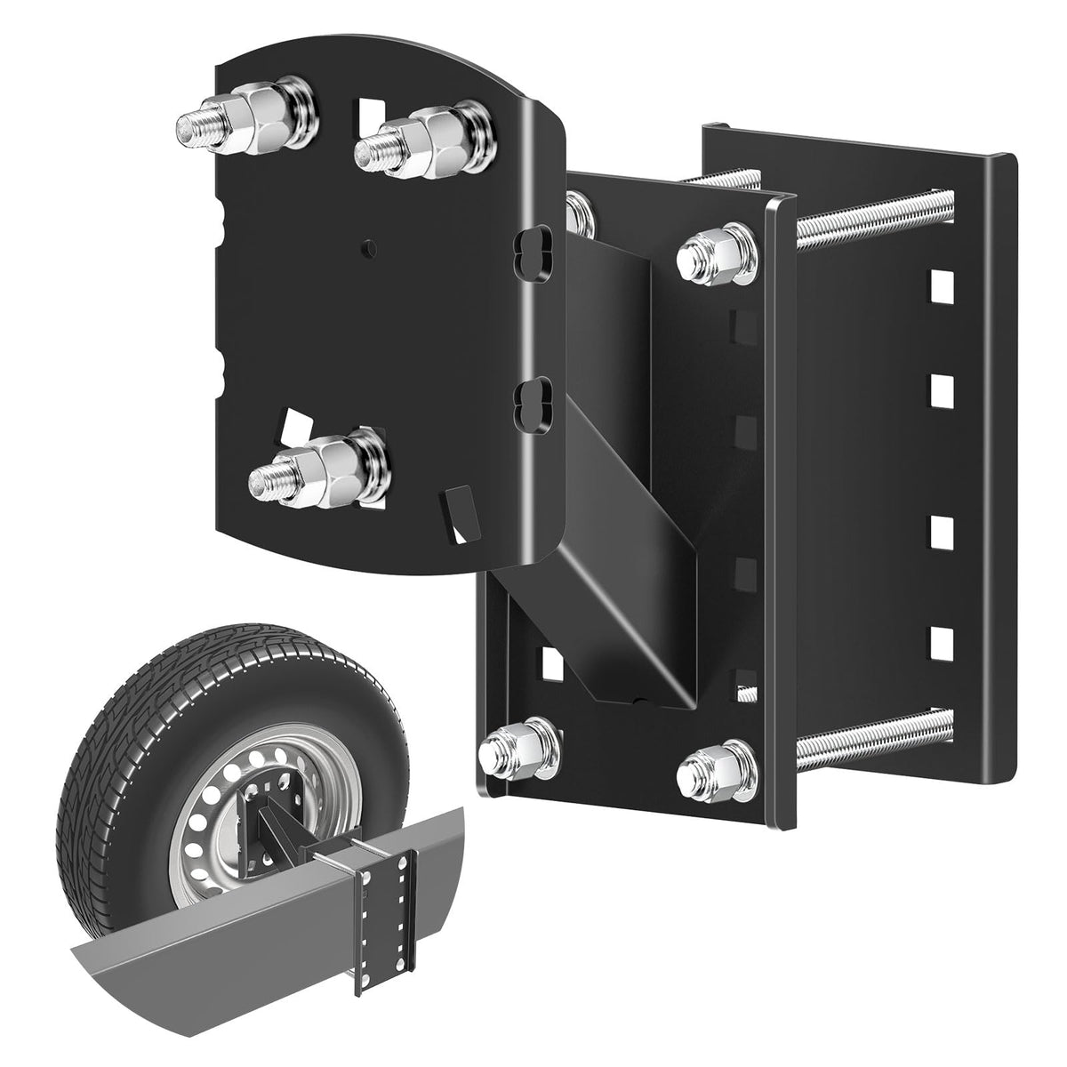 Qualward spare tire mount bracket with heavy-duty construction for secure trailer storage