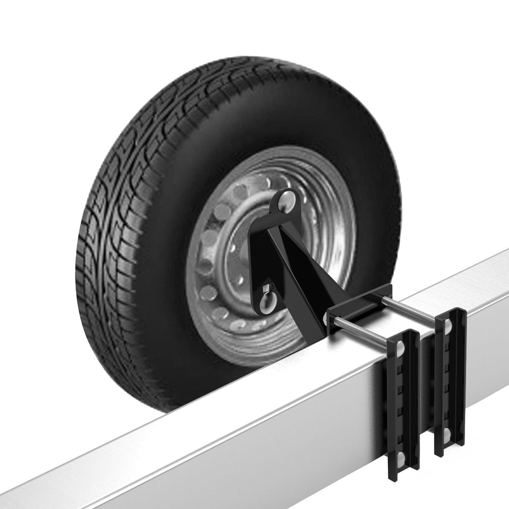 Qualward spare tire mount bracket on trailer tongue for secure installation.