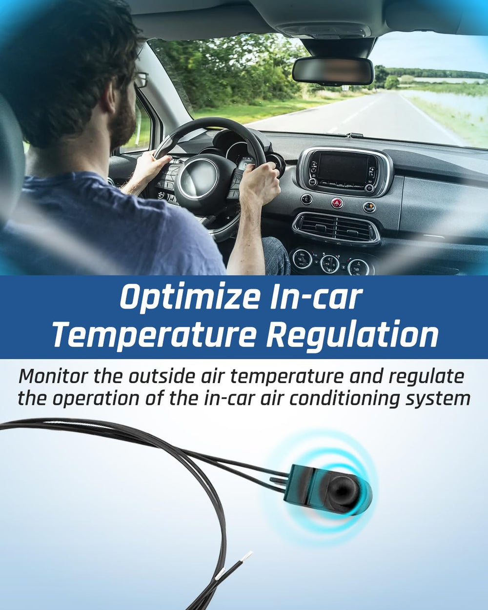 Quaneguzy outside ambient temperature sensor for Jeep Renegade enables automatic climate adjustment.