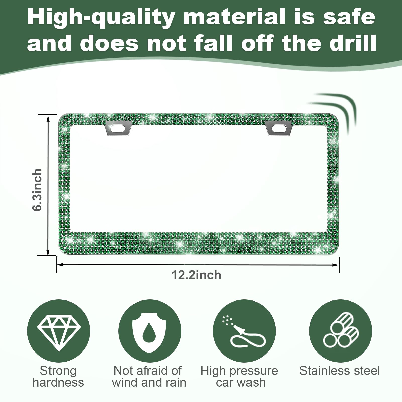 QUANQIUFEI dark green frame on car shows a seamless plate fit