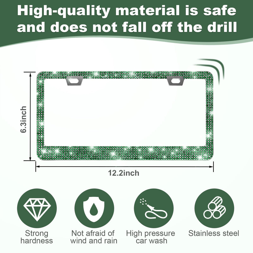 QUANQIUFEI dark green frame on car shows a seamless plate fit
