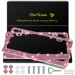 QuanQIUFEI bling license plate frame for women with sparkling rhinestones.