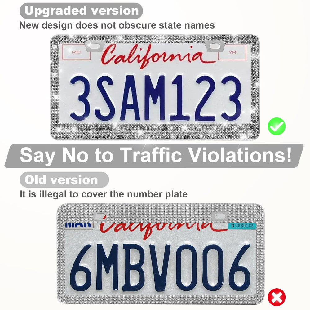 Quanqiufei license frame over plate during installation shows easy fit for standard plates.