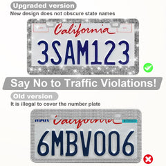 Quanqiufei license frame over plate during installation shows easy fit for standard plates.