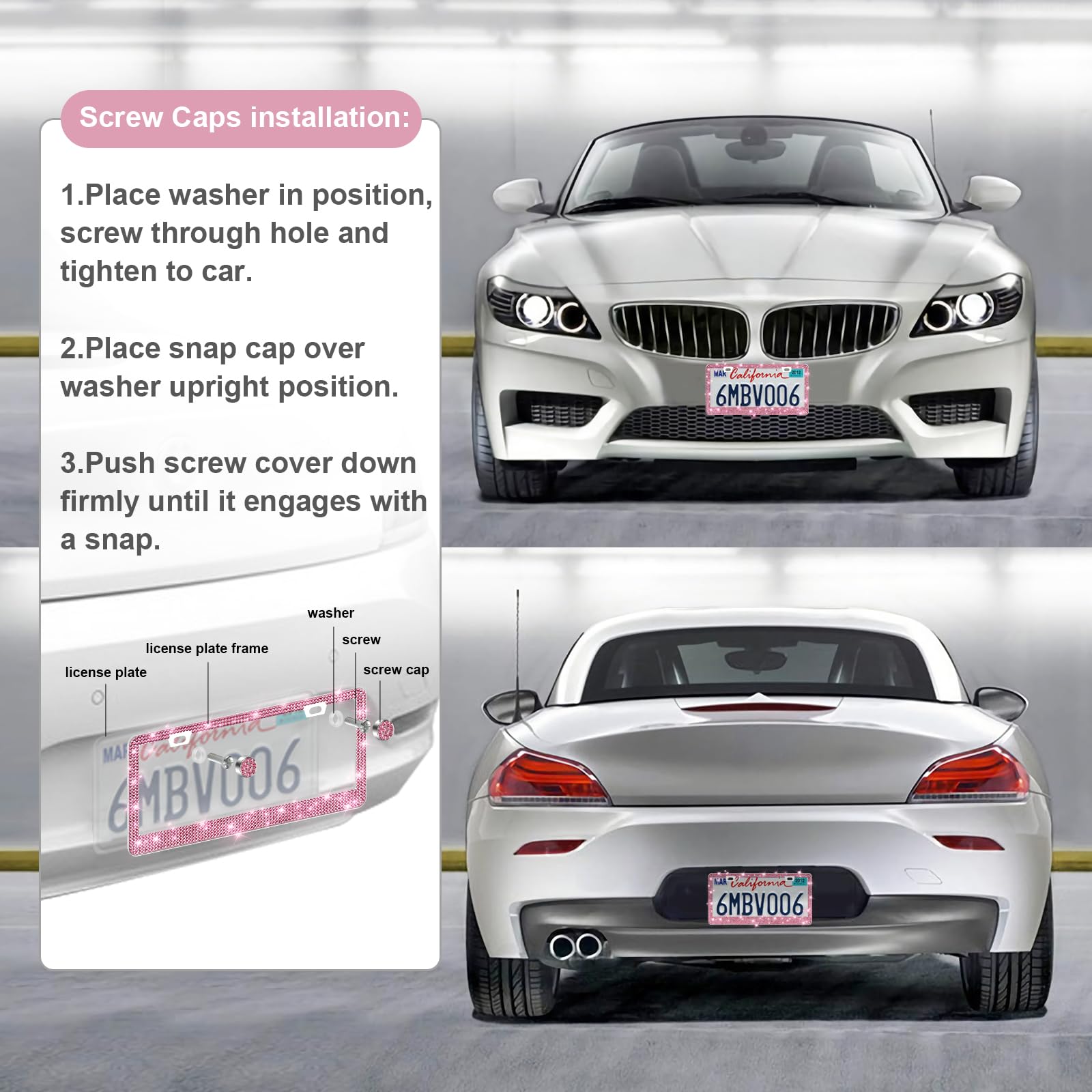 QuanQIUFEI frame fits standard US plates for easy compatibility.
