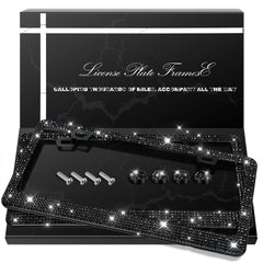 QUANQIUFEI bling license frame front view sparkles in sunlight for eye-catching shine