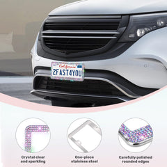 QUANQIUFEI stainless steel frame for standard US plates shown in sunlight