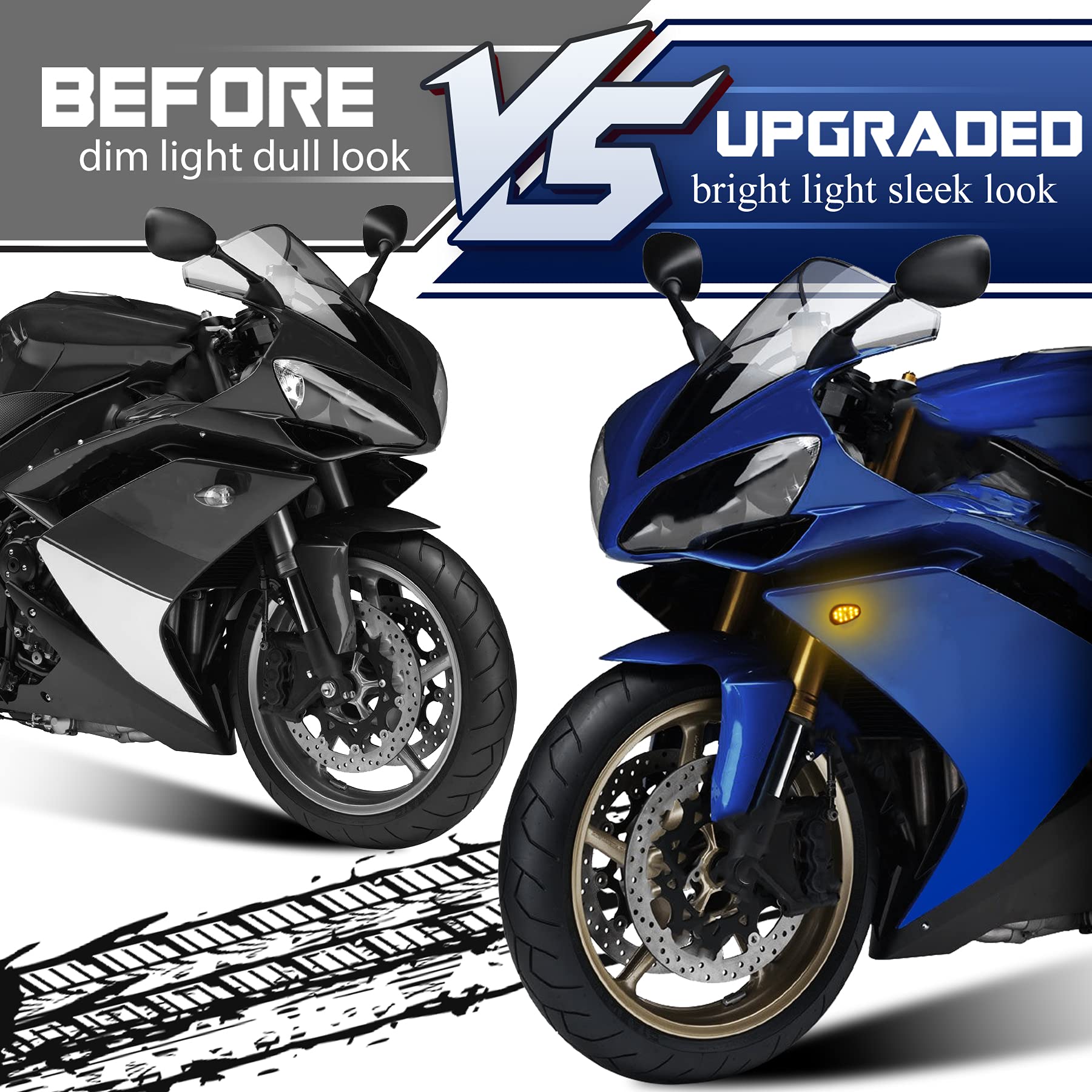 QUASCO flush mount LEDs for Yamaha YZF-R6 improve front visibility