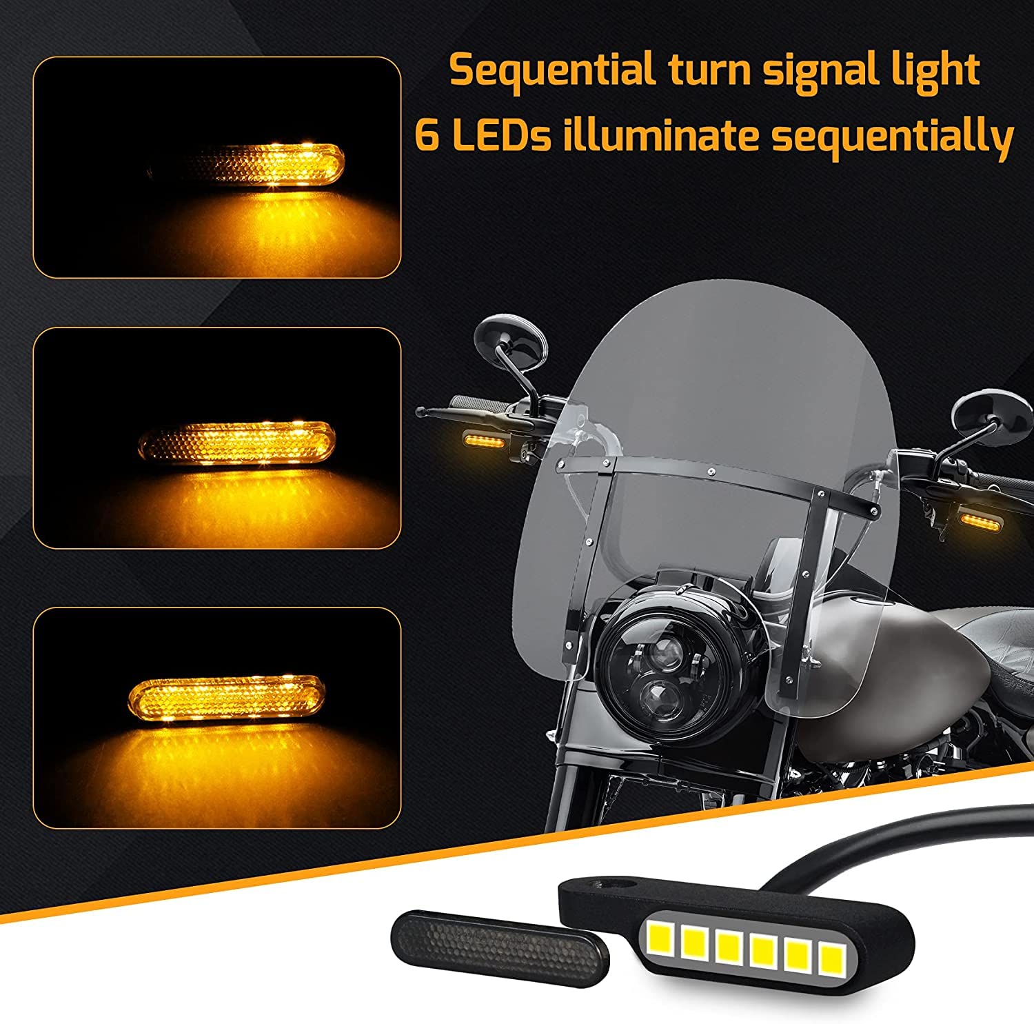 QUASCO marker lights for Harley fit 8mm, clear bike signaling