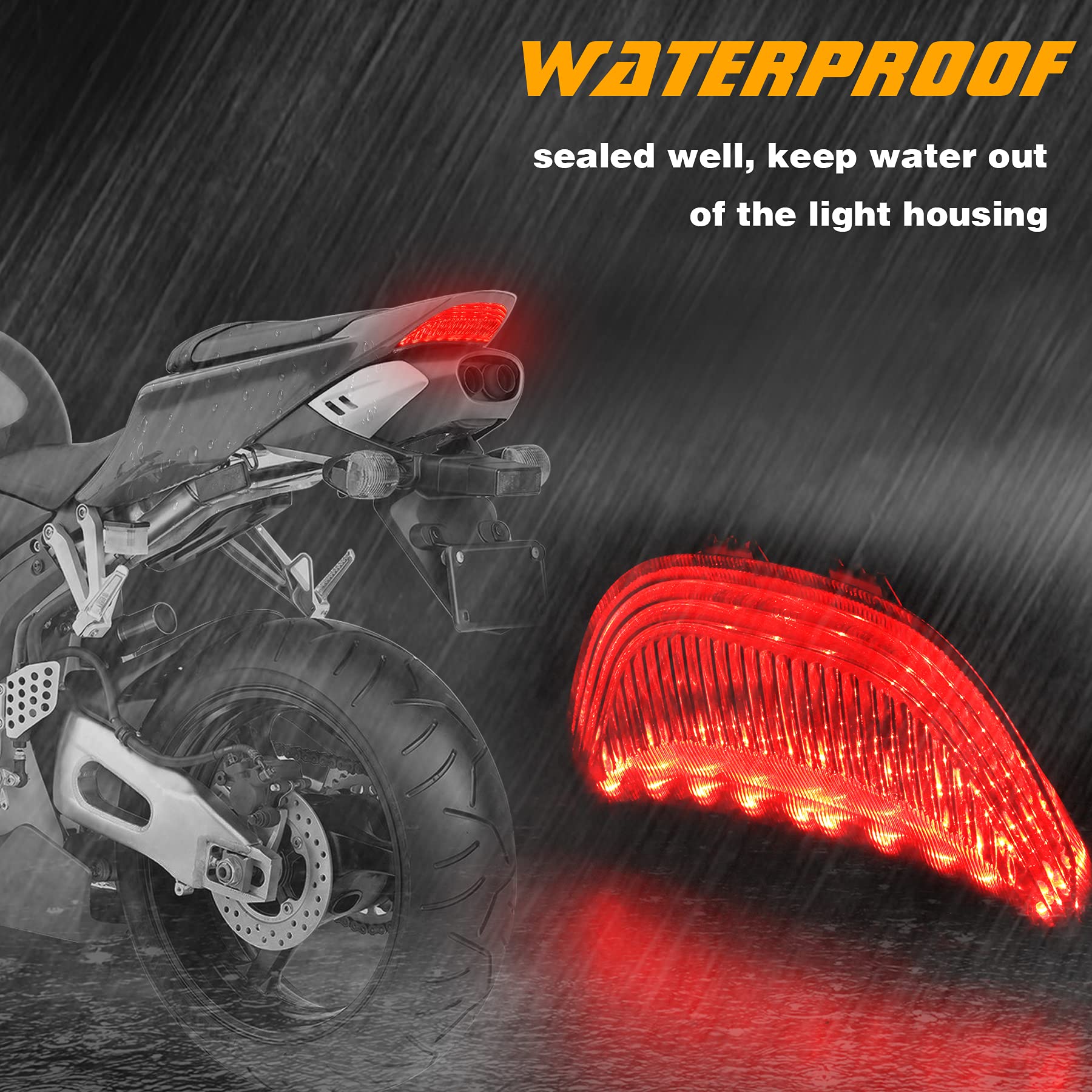 Quasco smoked LED tail light with durable ABS housing for daily riding