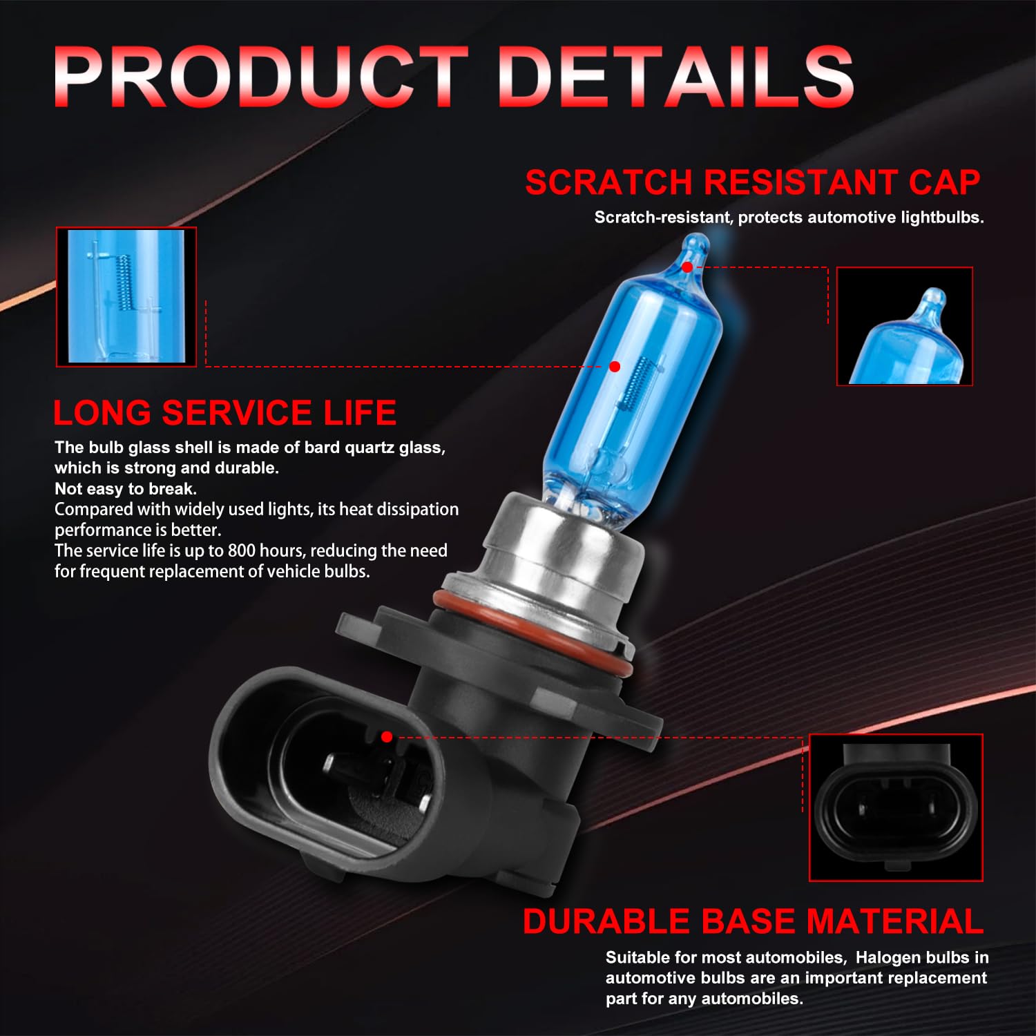 QUAYUB 9006-HB4 low-beam bulbs improve road clarity at night.