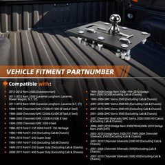 Queencar 61052 folding ball gooseneck hitch folded position shows bed space available for cargo