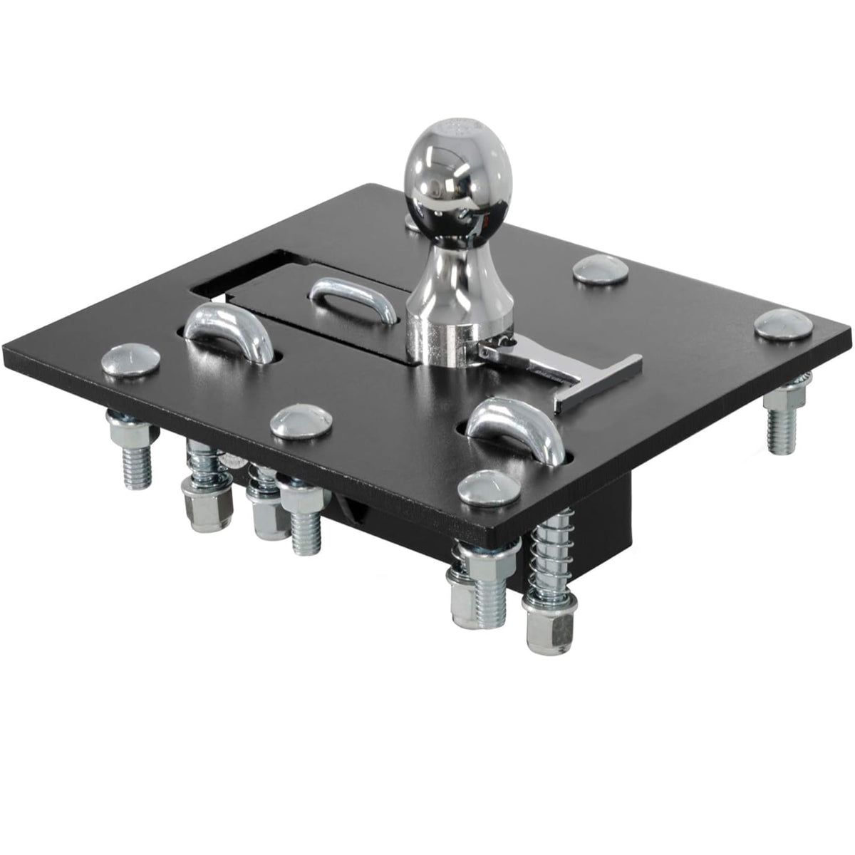 Queencar 61052 folding ball gooseneck hitch front view demonstrates robust towing readiness