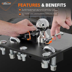 Queencar 61052 gooseneck hitch T-handle operation enables quick towing transitions