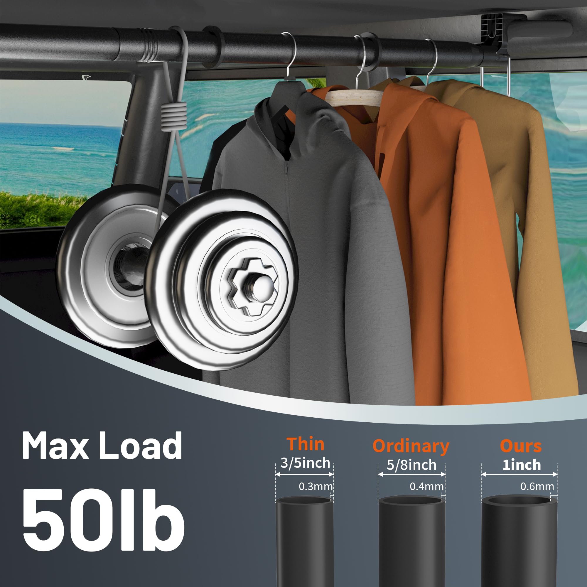 Qufiona car clothes hanger bar installed in an SUV interior