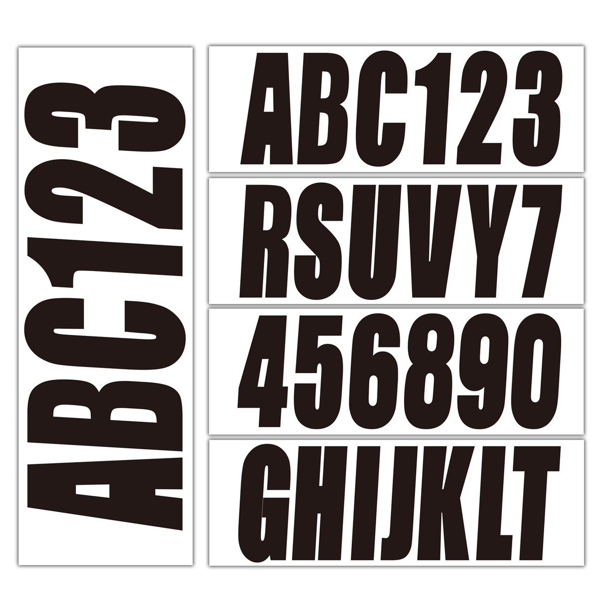 QuickMarine 3-inch registration decals for boats provide clear hull identification.