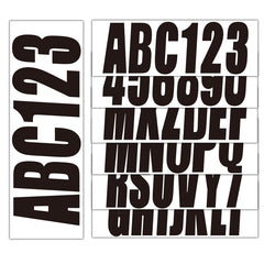 QuickMarine alpha-numeric decals A-Z and 0-9 for fast, versatile labeling.