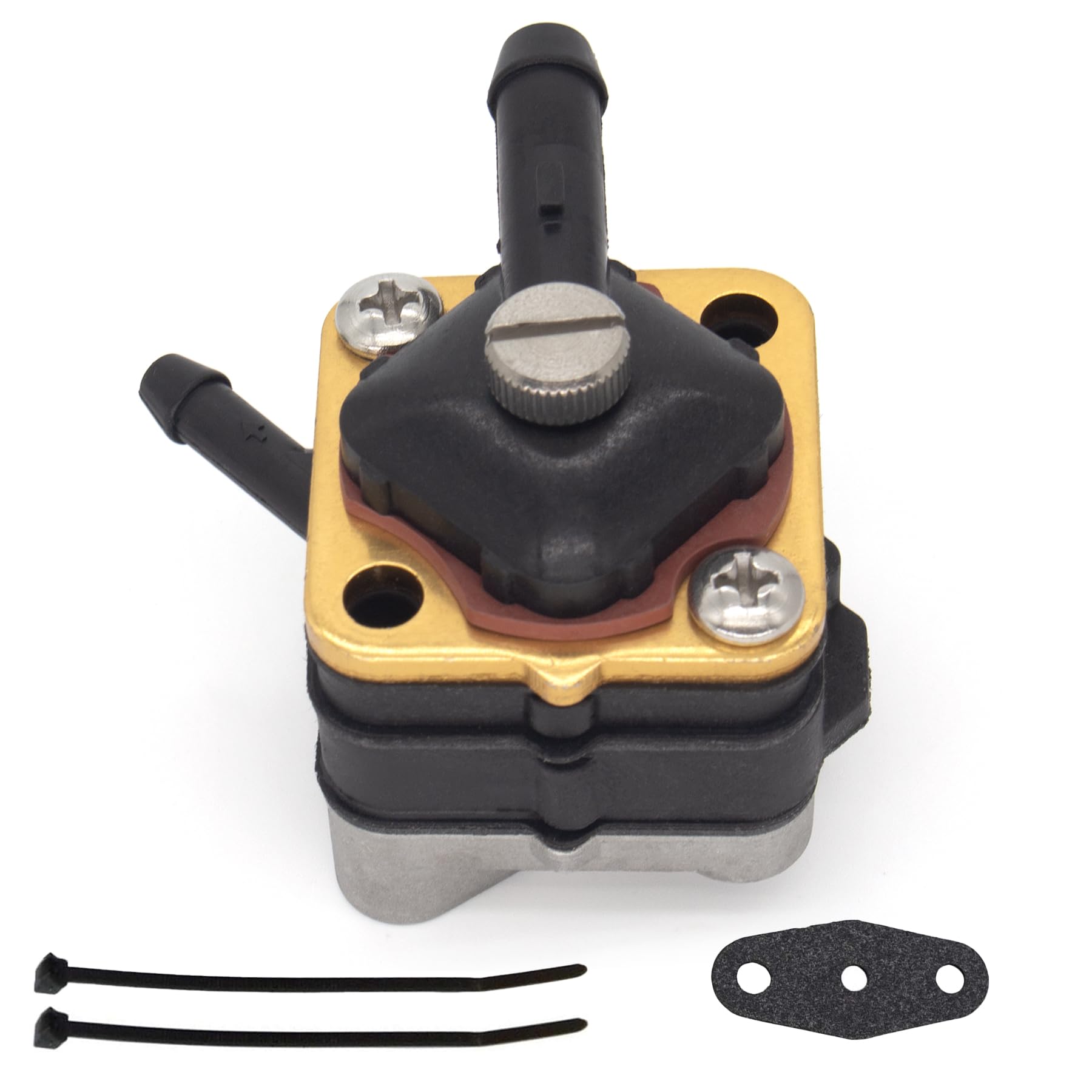 QuickMarine fuel pump front view for Johnson/Evinrude engines highlighting reliable fuel delivery.