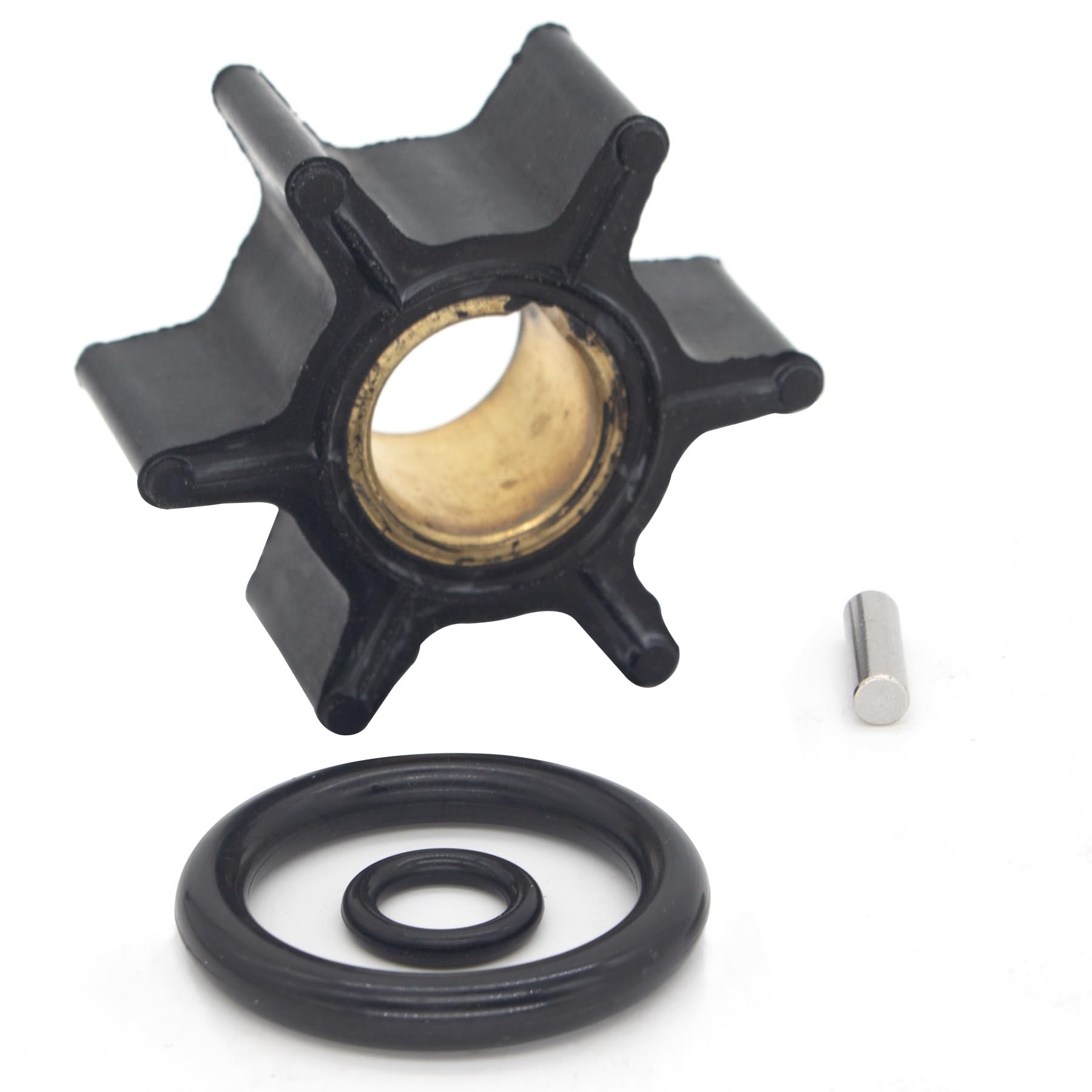 QuickMarine outboard water pump impeller with key for Johnson Evinrude engines improves cooling efficiency.