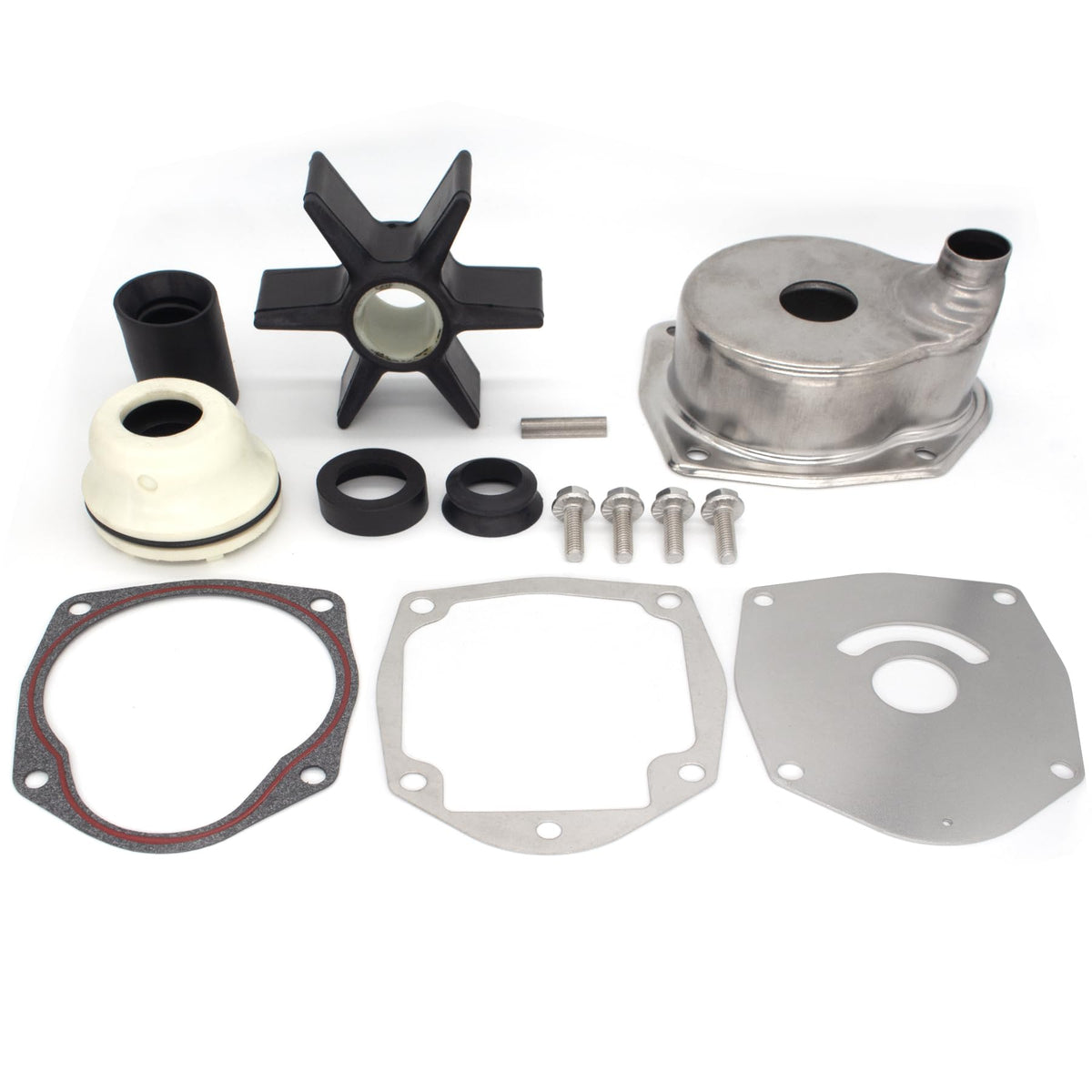 QuickMarine water pump impeller kit components for Mercury Outboard support easy maintenance and reliable cooling.
