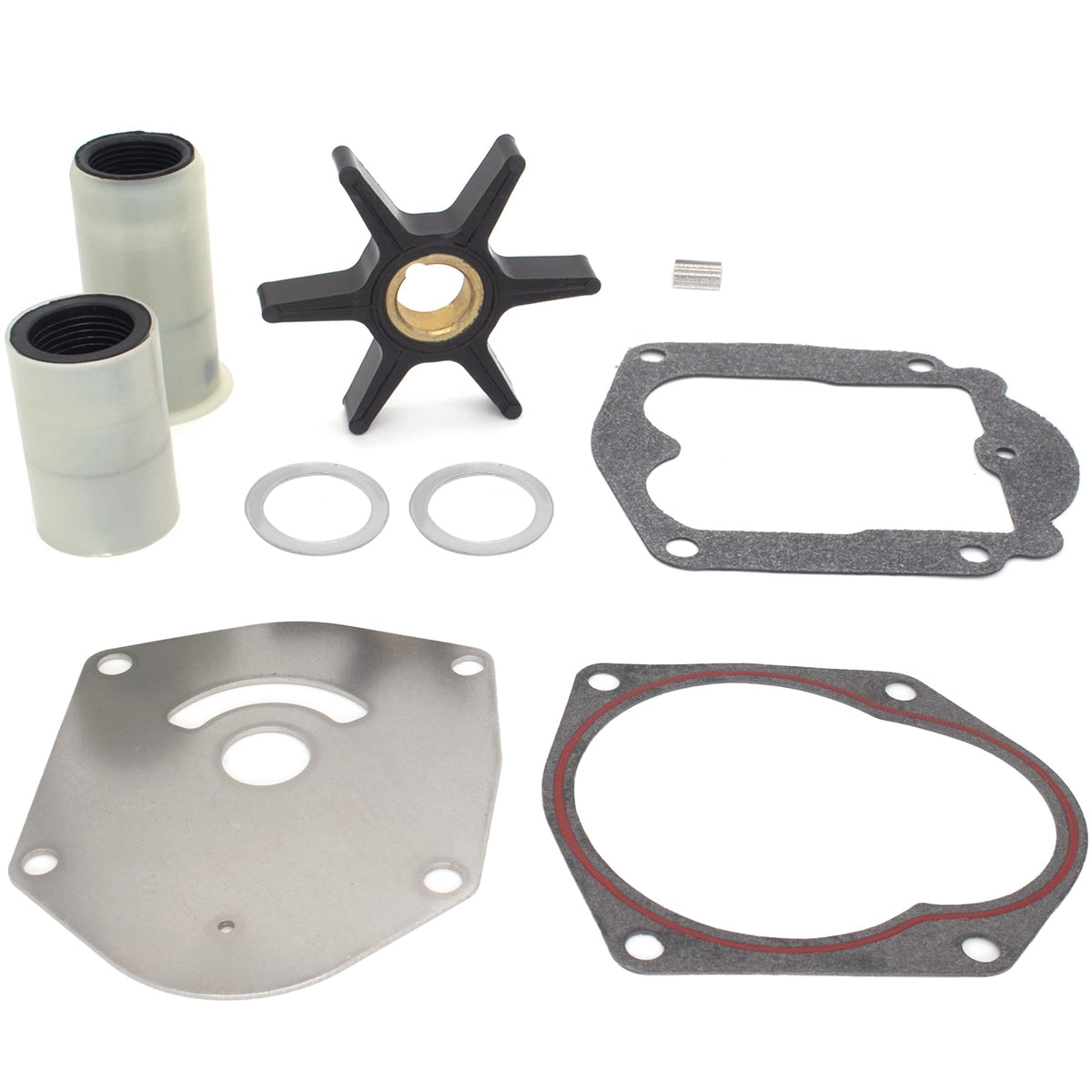 QuickMarine 821354A2 water pump impeller kit for Mercury outboard, ready for maintenance.