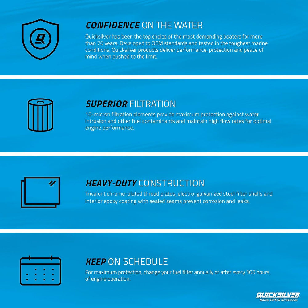 Quicksilver 802893Q01 in use protects fuel from moisture and contaminants.