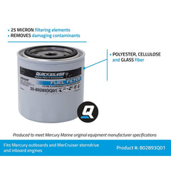 Quicksilver filter installed on a MerCruiser sterndrive system.
