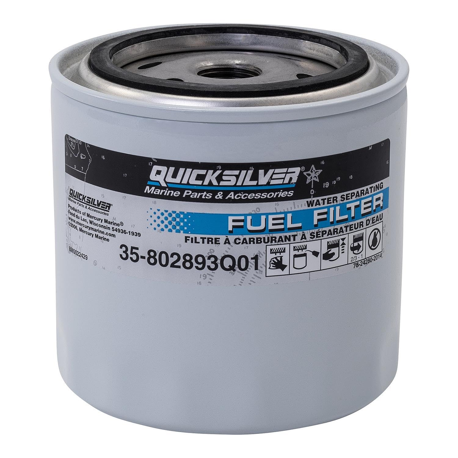 Quicksilver 802893Q01 water separating filter for Mercury outboards keeps fuel clean.
