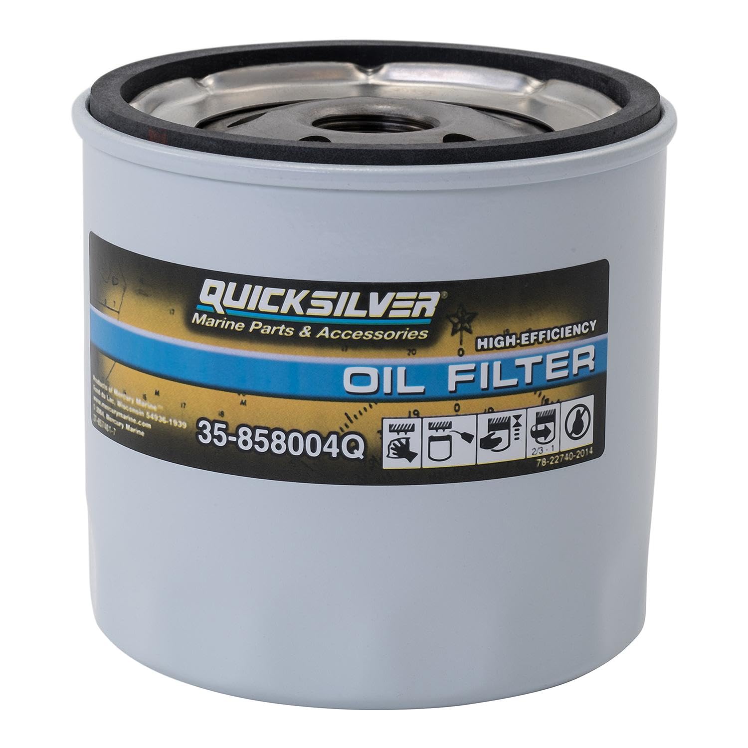 Quicksilver 858004Q oil filter body with durable construction for consistent filtration.