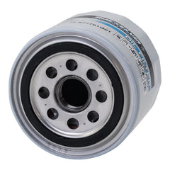 Quicksilver 877761Q01 oil filter side view shows durable metal shell for rugged marine use